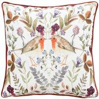Evans Lichfield Mirrored Robin Watercolour Printed Piped Cushion in Orange | Size: 43 cm x 43 cm