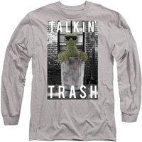 Sesame Street Talkin Trash Long Sleeve T-Shirt, Athletic Heather in Grey | Size: Medium