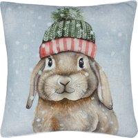 Evans Lichfield Winter Rabbit Printed Cushion | Size: 43 cm x 43 cm