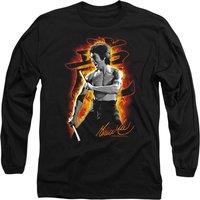 Bruce Lee Dragon Fire Long Sleeve T-Shirt, Black | Size: Large