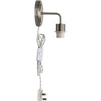 First Choice Lighting Toby - Satin Nickel Plug in Wall Light Fitting Glass Not Included in Silver