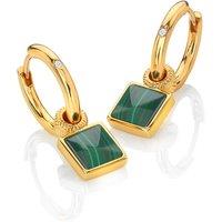 Hot Diamonds Women's HD X Golden Edit Revive Malachite Square Earrings in Silver | Size: 20mm