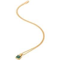 Hot Diamonds Women's HD X Golden Edit Revive Malachite Square Pendant in Silver | Size: 45 cm