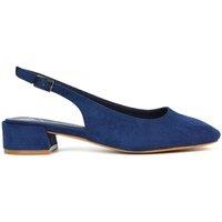 XY London Women's 'Jilly' Square Toe Slingback Low Block Heel Court Shoes in Navy | Size: 3