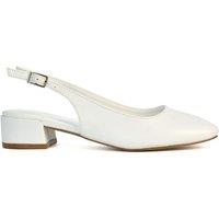 XY London Women's 'Jilly' Square Toe Slingback Low Block Heel Court Shoes in White | Size: 8