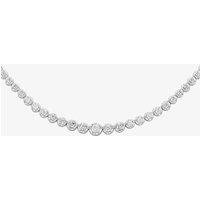 T.H.Baker Women's 9ct White Gold 3.00ct Diamond Tennis Necklace in Silver | Size: 17 inches