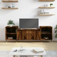 Berkfield Home TV Cabinet Smoked Oak 160x35x55 cm Engineered Wood in Brown | Size: 160 x 35 x 55 cm
