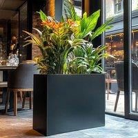 Woven Wood 90cm Long Zinc Galvanised Matte Black 60cm Tall Trough Planter