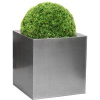 Primrose Zinc Galvanised Outdoor Black Cube Ornamental Planter Extra 50cm