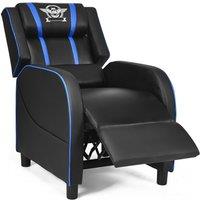 Gymax Gaming Chair Single Recliner Sofa With Footrest & Lumbar Cushion in Blue
