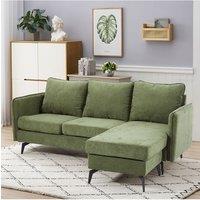 Living and Home 3-Seater Green Upholstered Corner Sectional Sofa