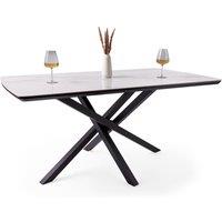 Spinningfield Atherton Rectangular 6 Seater Marble Effect Dining Room Table in White
