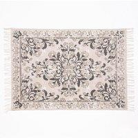Esselle Kew Antique Printed Small Rug with Tassel in Grey | Size: 120 cm x 170 cm