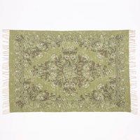 Esselle Kew Antique Printed Small Rug with Tassel in Olive | Size: 120 cm x 170 cm