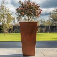 Woven Wood 90cm Zinc Copper Finish Tall Tapered Square Planter