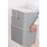 4pcs Plastic Storage Boxes Box With Lids Home Office Room Stackable Multipurpose