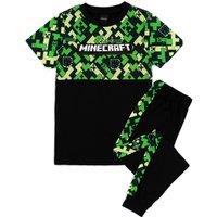 Minecraft Boy's Short Sleeve Long Leg Pyjama Set | Boys Green Black | Size: 6-7 Years