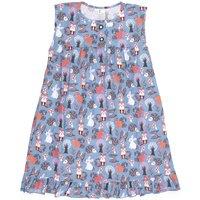 Fox In A Box Girl's Twilight Woodland Cotton Sleeveless Nightie in Blue | Size: 5-6 Years