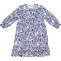 Fox In A Box Girl's Twilight Woodland Cotton Three Quarter Nightie in Blue | Size: 6-7 Years