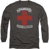 Bon Jovi Bad Medicine Long Sleeve T-Shirt, Charcoal in Grey | Size: Medium
