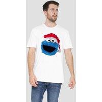Sesame Street Cookie Monster Christmas Hat T-Shirt, White | Size: 2XL