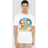 Garfield Merry & Striped T-Shirt, White | Size: XL