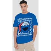 Sesame Street Cookie Monster Ugly Christmas T-Shirt, Royal in Blue | Size: Small
