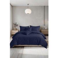 Snug City Plain Dyed Easy Care Polycotton Duvet Cover & Pillowcase/s Set Bed Linen in Navy | Size: King