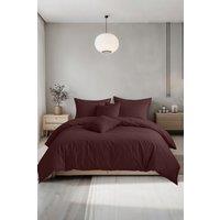 Snug City Plain Dyed Easy Care Polycotton Duvet Cover & Pillowcase/s Set Bed Linen in Chocolate | Size: Double