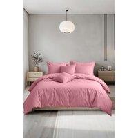 Snug City Plain Dyed Easy Care Polycotton Duvet Cover & Pillowcase/s Set Bed Linen in Pink | Size: Double
