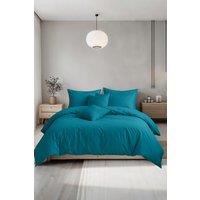 Snug City Plain Dyed Easy Care Polycotton Duvet Cover & Pillowcase/s Set Bed Linen in Teal | Size: King