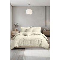 Snug City Plain Dyed Easy Care Polycotton Duvet Cover & Pillowcase/s Set Bed Linen in Cream | Size: Single