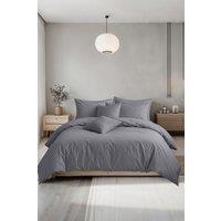 Snug City Plain Dyed Easy Care Polycotton Duvet Cover & Pillowcase/s Set Bed Linen in Grey | Size: Single