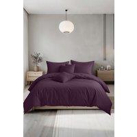 Snug City Plain Dyed Easy Care Polycotton Duvet Cover & Pillowcase/s Set Bed Linen in Plum | Size: Double