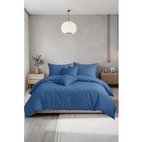 Snug City Plain Dyed Easy Care Polycotton Duvet Cover & Pillowcase/s Set Bed Linen in Mid Blue | Size: Double