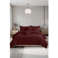 Snug City Plain Dyed Easy Care Polycotton Duvet Cover & Pillowcase/s Set Bed Linen in Wine | Size: Single