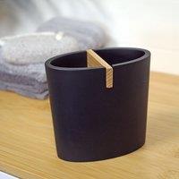 Showerdrape Sonata White & Bamboo Toothbrush Holder in Black