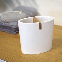 Showerdrape Sonata White & Bamboo Toothbrush Holder