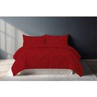 Snug City Pintuck Pinch Pleated Polycotton Duvet Cover & Pillowcase/s Set Bed Linen in Red | Size: Single