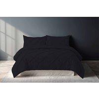 Snug City Pintuck Pinch Pleated Polycotton Duvet Cover & Pillowcase/s Set Bed Linen in Black | Size: Super King