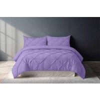 Snug City Pintuck Pinch Pleated Polycotton Duvet Cover & Pillowcase/s Set Bed Linen in Lilac | Size: Single