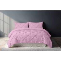 Snug City Pintuck Pinch Pleated Polycotton Duvet Cover & Pillowcase/s Set Bed Linen in Pink | Size: Single