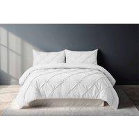 Snug City Pintuck Pinch Pleated Polycotton Duvet Cover & Pillowcase/s Set Bed Linen in White | Size: Double