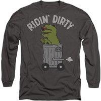 Sesame Street Ridin Dirty Long Sleeve T-Shirt, Charcoal in Grey | Size: 2XL