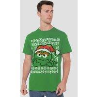 Sesame Street Oscar The Grouch Ugly Christmas T-Shirt, Kelly Green | Size: 3XL