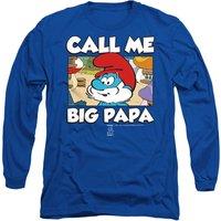 The Smurfs Smurfs Call Me Big Papa Long Sleeve T-Shirt, Royal in Blue | Size: Medium