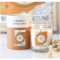 KDMD The Wheel of Fortune Vintage Tarot Orange Candle in White