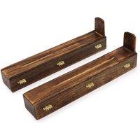 KDMD Mango Wood Incense Box - Assorted in Brown