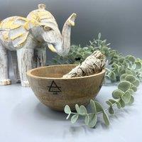 KDMD Wooden Smudge & Ritual Offerings Bowl - Four Elements - 13x7cm in Brown | Size: 13x7 cm