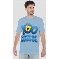 Spongebob 100 Days of School Adult T-Shirt, Light Blue | Size: Medium